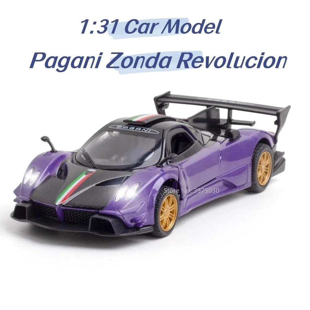 1/31 Pagani Zonda Revolucion Sportwagenmodell aus Legierung, Spielzeugautos aus Metalldruckguss im Maßstab 1:31 mit Sound- und Lichtsammlung, Spielzeug für Jungen