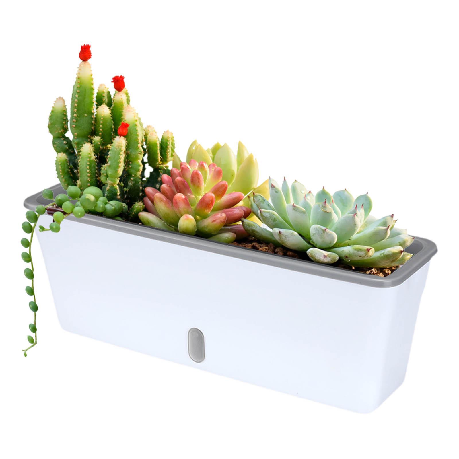 Rectangle Self Watering Planter Flower Pot with Drainage Holes,Decorative,Window Sill Planter for Windowsill Balcony Garden
