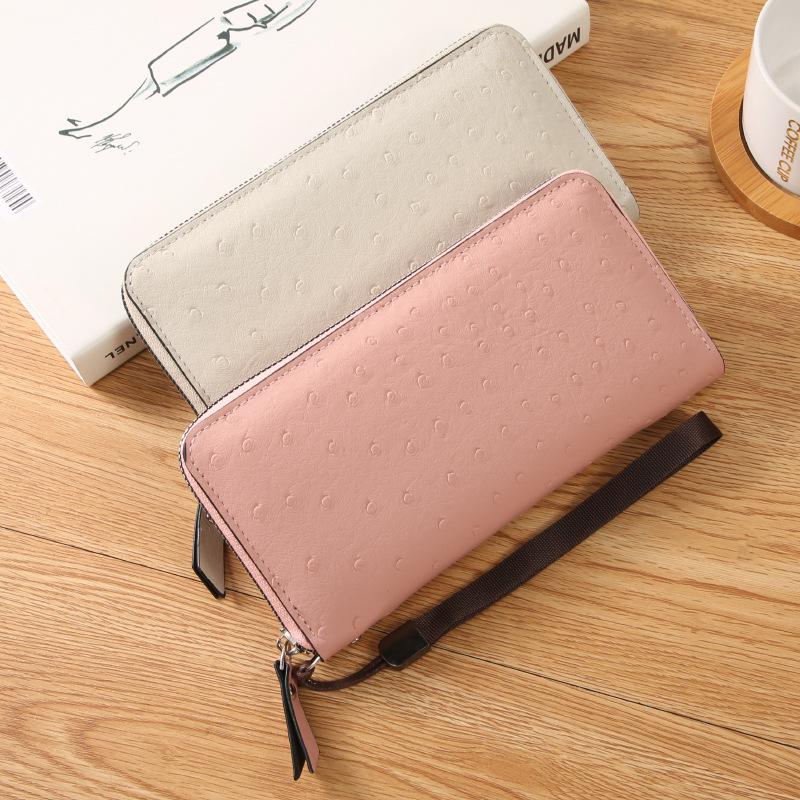 PU Ostrich Pattern Handbag for Women, High-end Fashion Handbag, Long Wallet