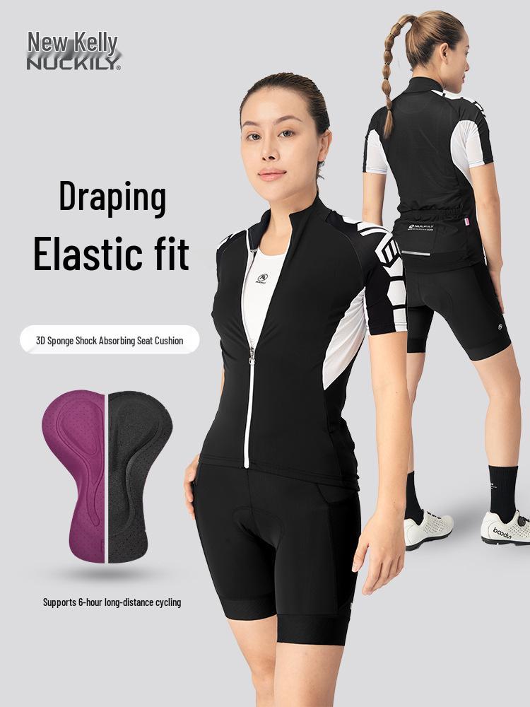 NUCKILY Damen Kurzarm Radtrikot und Shorts Set - Rennrad & Mountainbike Kleidung