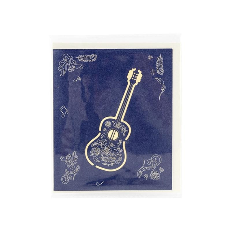 Birthday Greeting Card Paper Sculpture Guitar Happy Birthday Card with Envelope For Kid Adult Anniversary Celebration