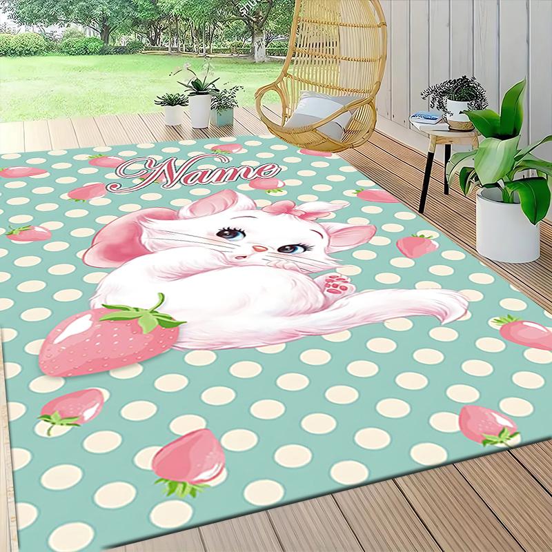 Custom Name Cheshire Cat Hearts Theme Carpet Rug Customizable Soft Washable Anti-Slip Home Living Room Sofa Mats Personalized Rug. 0909416