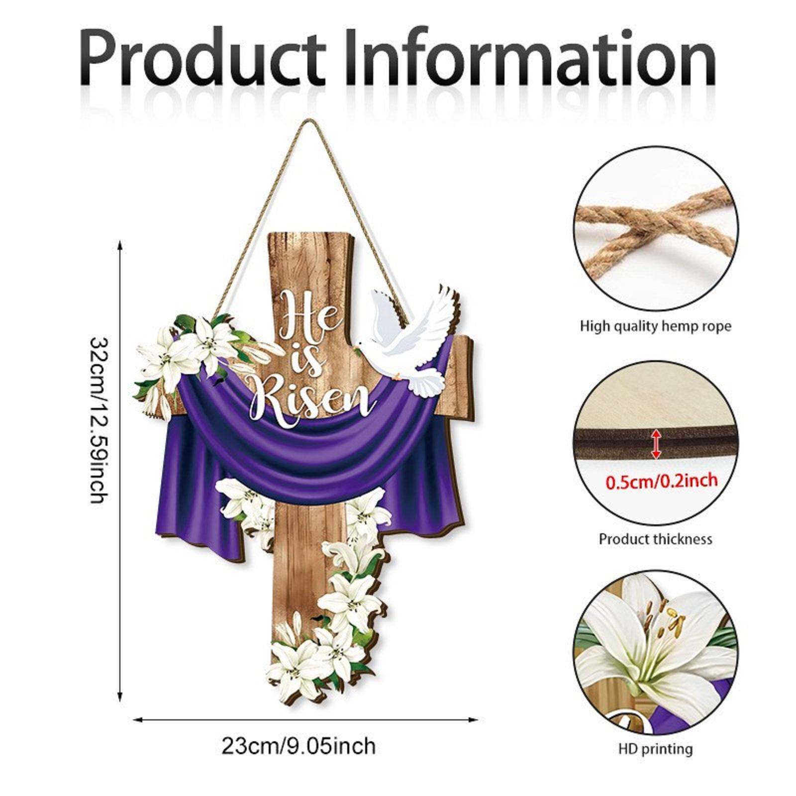 2D,Easter Wooden Pendant Home Decoration Easter Egg Wooden Plaque Hanging Decoration Carrot Doorplate