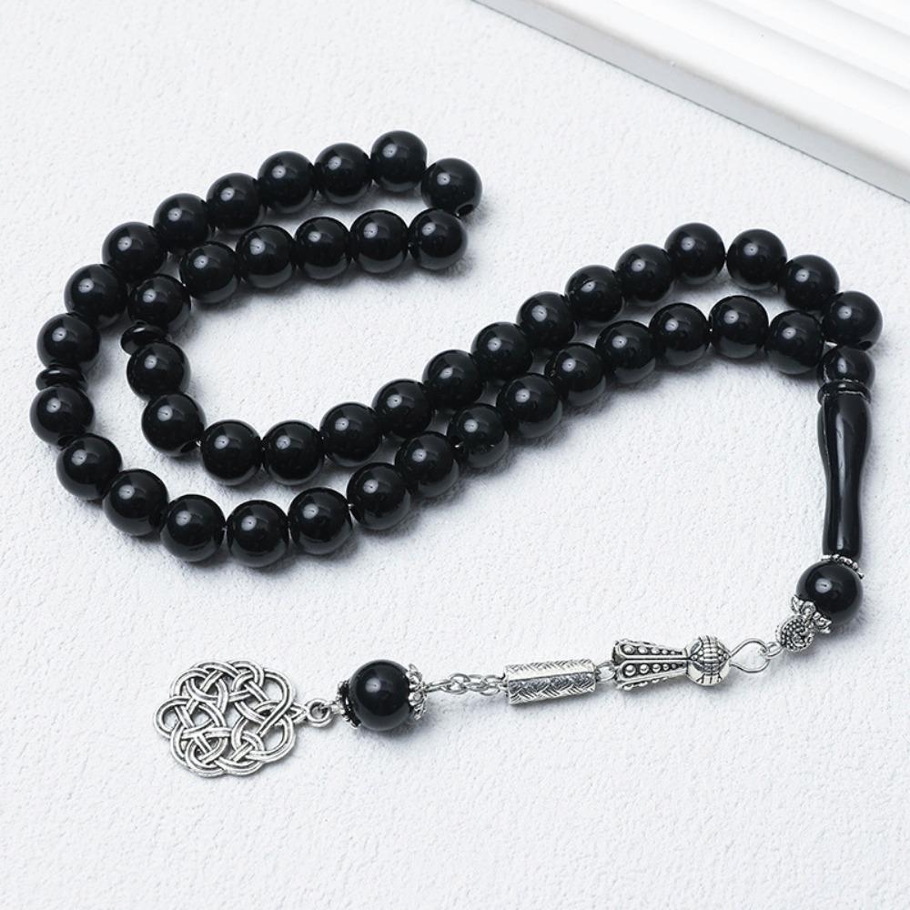 Arabic Pattern Prayer Hand String 10mm Acrylic Beads Prayer Counting Bracelet Hand Chain