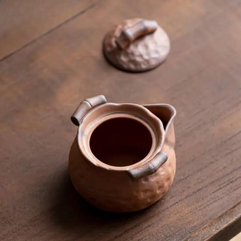 Handmade Rough Old Rock Mud  Teapot Boutique Small Size Pot Tea Maker Kettle with Ball Hole Chinese Tea for Tea Ornaments Gifts