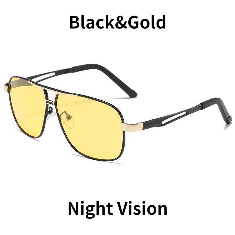Night Vision Glasses Men Women Vintage Square Sunglasses Yellow Lens Anti-Glare Goggle Night Driving Sun Glasses UV400 Eyewear