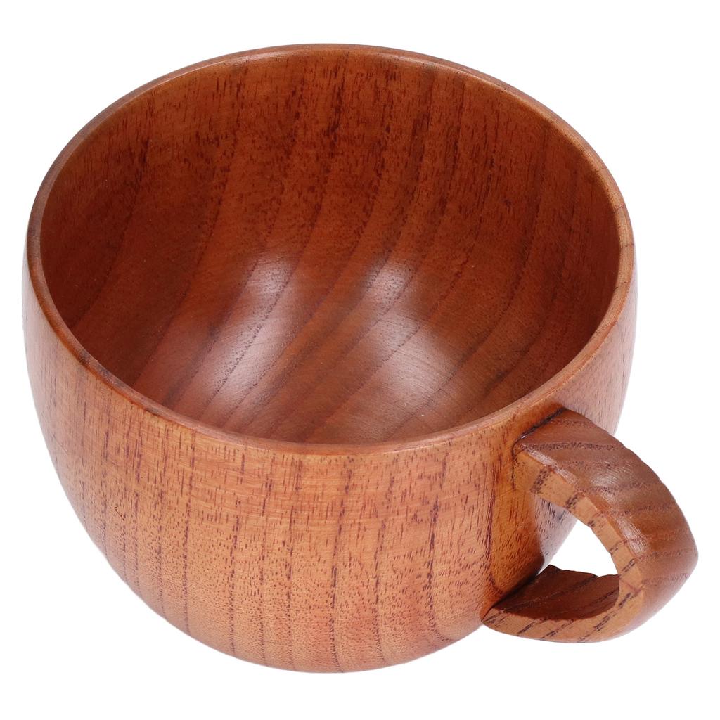 200ml Big Belly Wood Water Cup Simple Tea Wine Coffee Mug Classical Wooden Cup with Handle for Kitchen Study