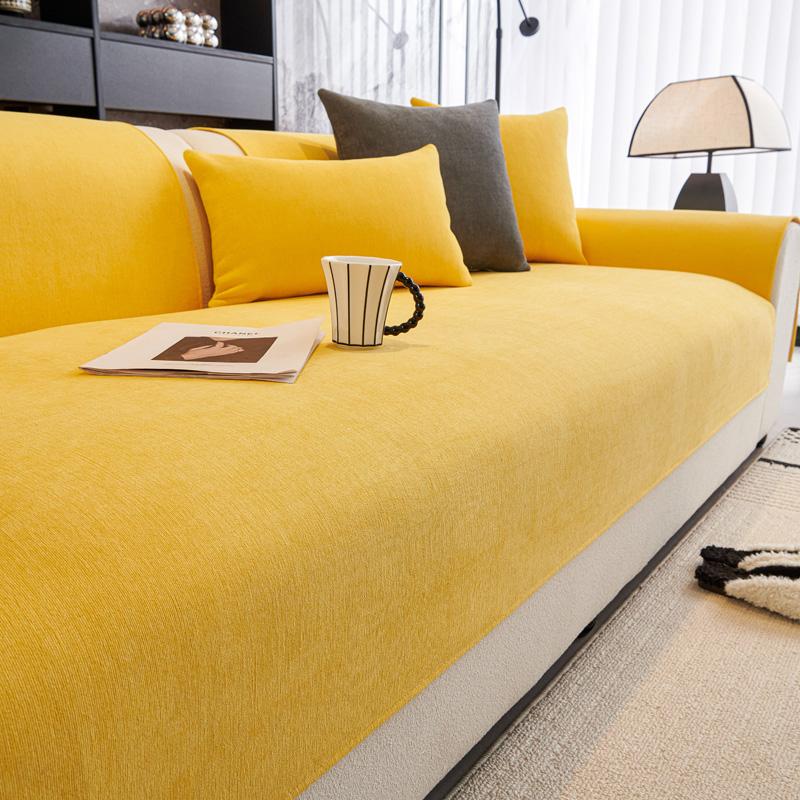 Chenille Sofa Mat Four Season Universal Solid Color Chaise Longue Couch Cushion Cover L Shape Sofa Slipcover Living Room Home