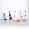 Mediterranean Style Seashell Ship Model 15*11*3cm Miniature Boat Figurine  Office Room Livingroom