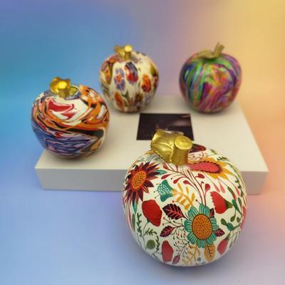 Creative Graffiti Apple Figurines Colorful Painting Art Fruit Resin Sculpture Nordic Modern Home Decor Interior Desktop Ornament