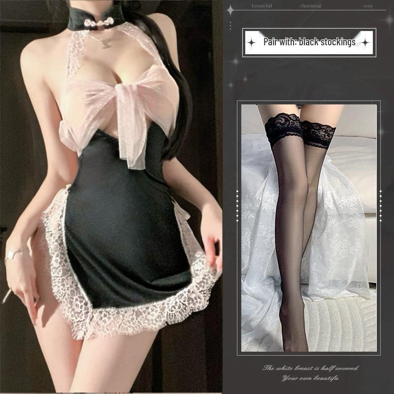 Rochie Mini Sexy Sheer Cheongsam cu Gât Halter Bodycon și Spate Decoltat cu Decupaj