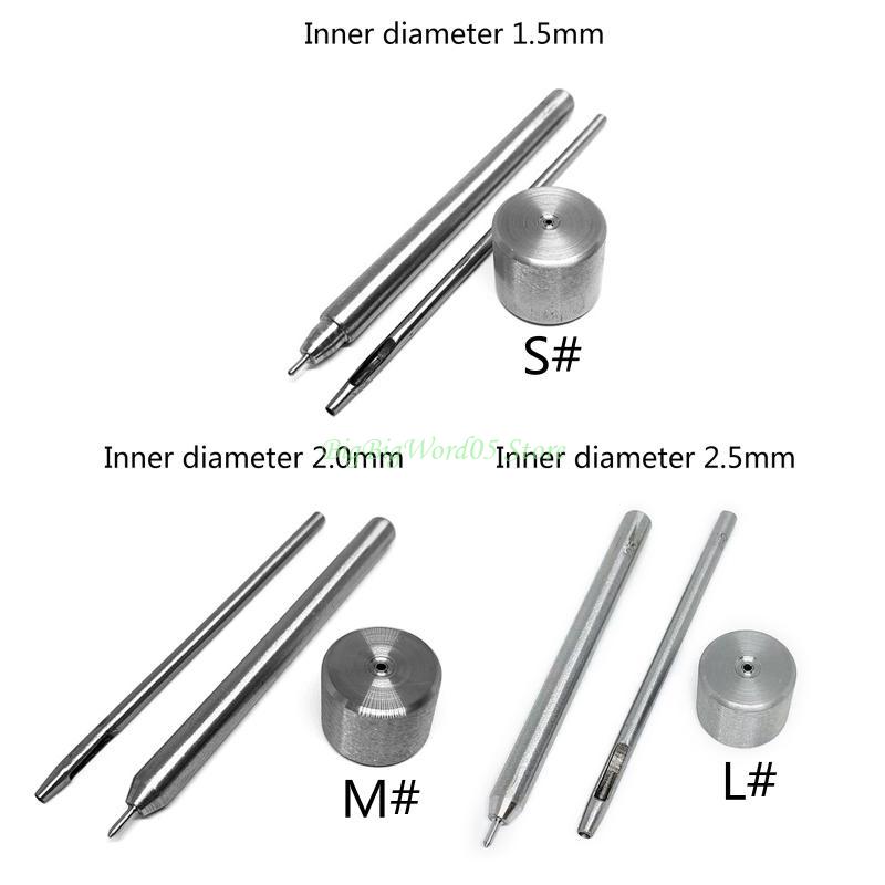 24TE 3Pieces Grommet Punching Tools Set DIY Art Work Snap Button Installation Tools for Leathercraft Eyelets Hole Making