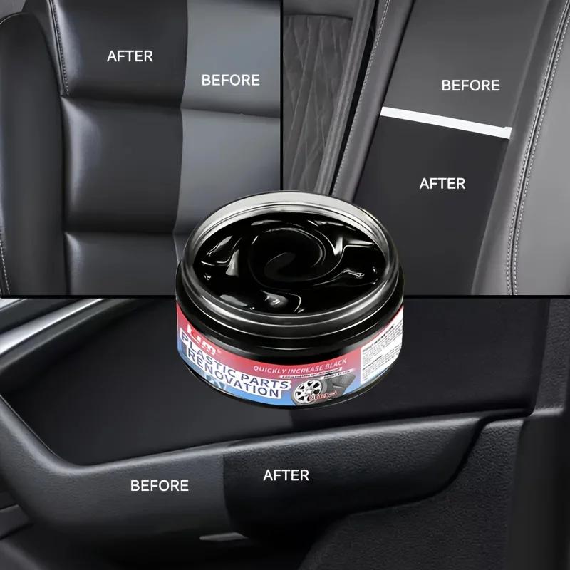 Plastic Renovate Wax - Blackening & Brightening Agent for Car Interiors & Exteriors, Tire Repair & Maintenance Cream, Rubber