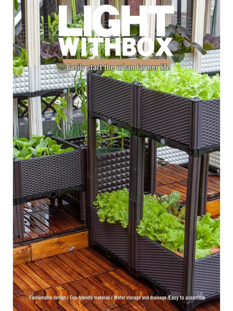 Thickened Plastic Vegetable & Flower Planter Box for Balcony, Indoor, Terrace, or Courtyard