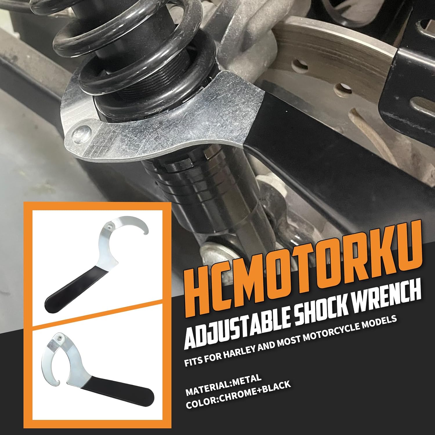 

Motorcycle Shock Spanner Adjustment Wrench Tool 2 to 4-3/4 inches Fit for Harley