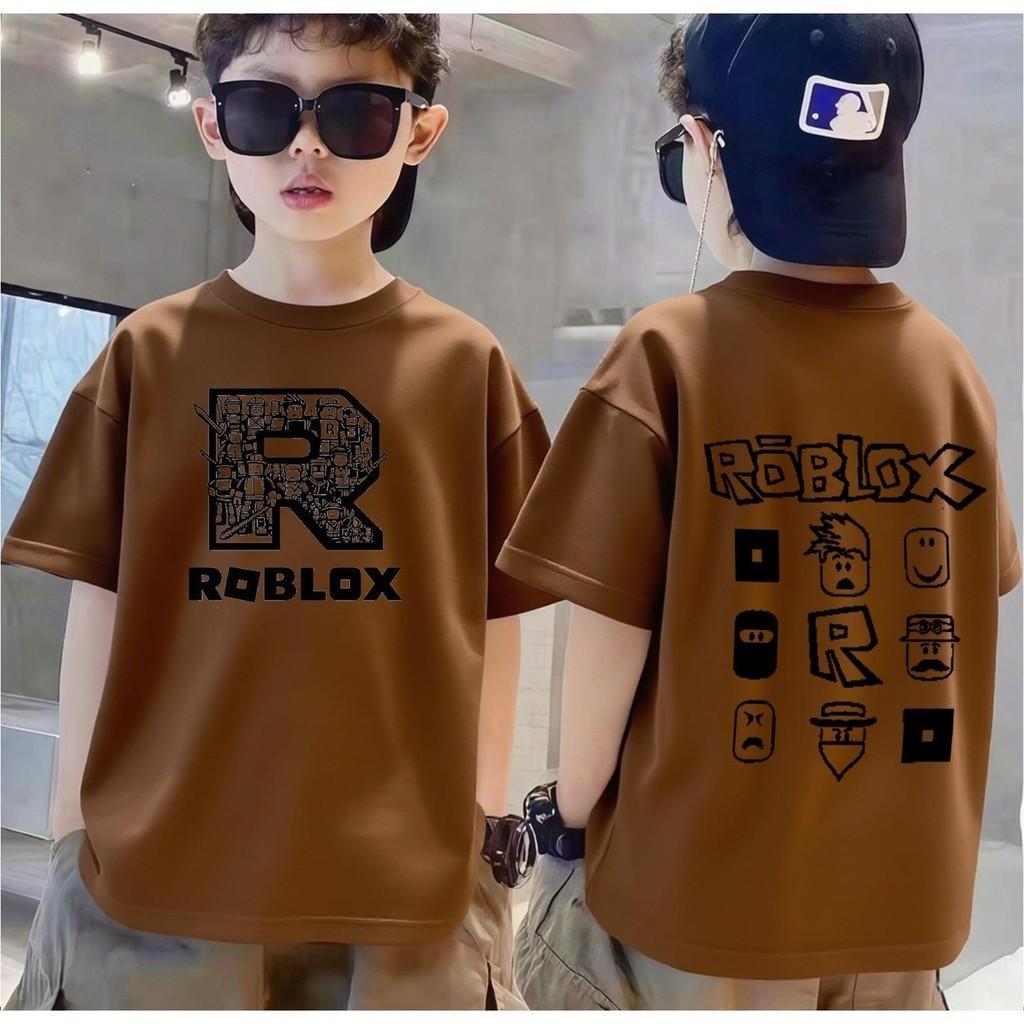 Korean children's T-shirt, Roblox printed round neck top, men's T-shirt