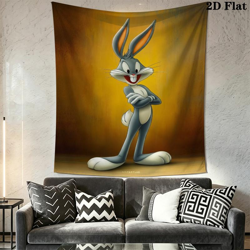 Bugs Bunny Wall Tapestry Aesthetic Wall Hanging Printed Fabric Blanket Decorative Tapestries for Bedroom Living Room Home Decor