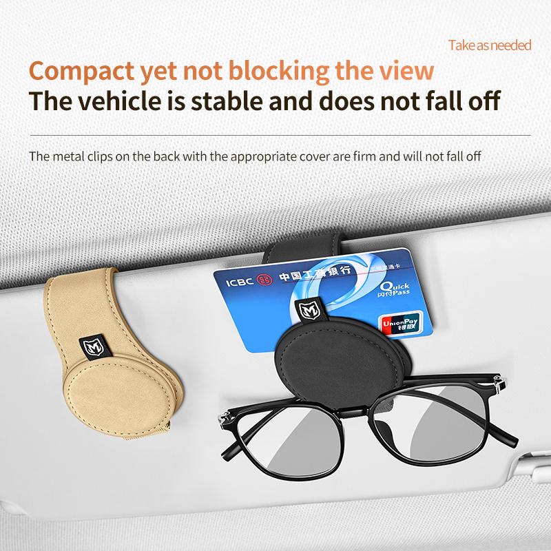 Magnetic Car Auto Sun Visor Eyeglass Hanger Clip Leather Glasses Holder Multi-Function Universal Automobile Accessories Storage