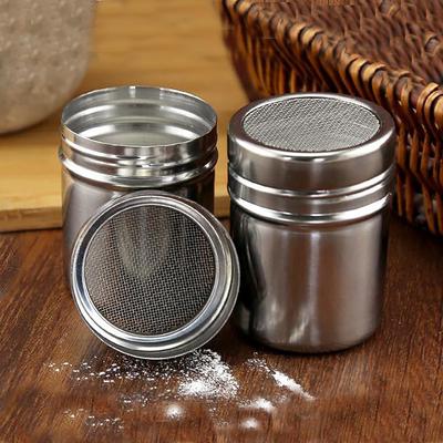 2 Size Stainless Steel Powder Dredger Chocolate Cinnamon Coffee Shaker Tank
