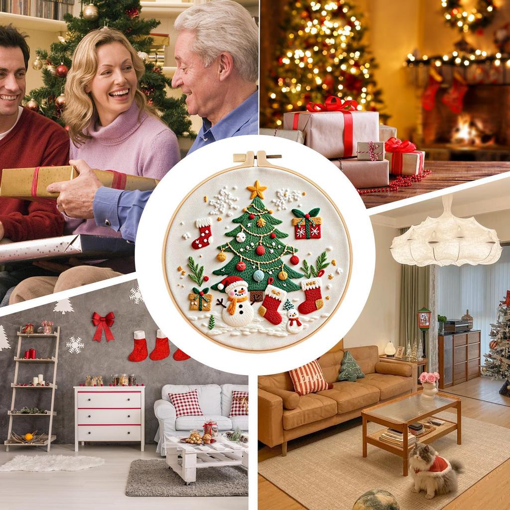 Christmas Embroidery Kits For Beginners 3 Pieces Winter Holiday Handcraft Set Christmas Cross Stitching Kits For Women Adults