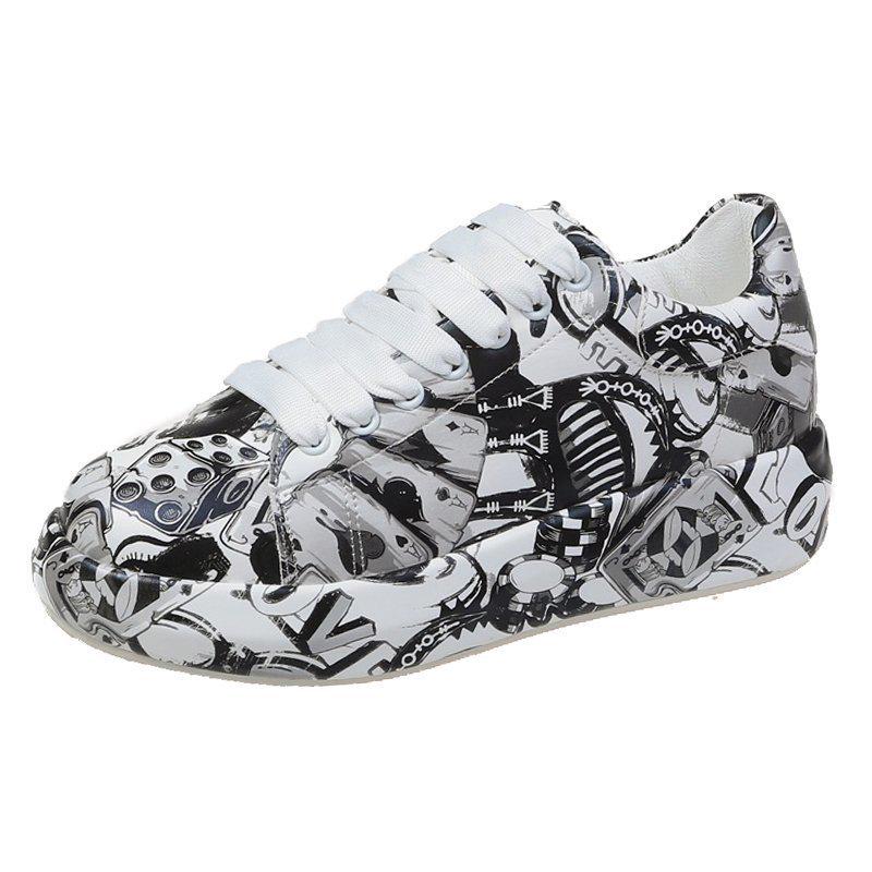 Women's Trendy 2024 Summer Autumn Graffiti Print Dad Shoes - Colorful, Large Size Casual Sneakers