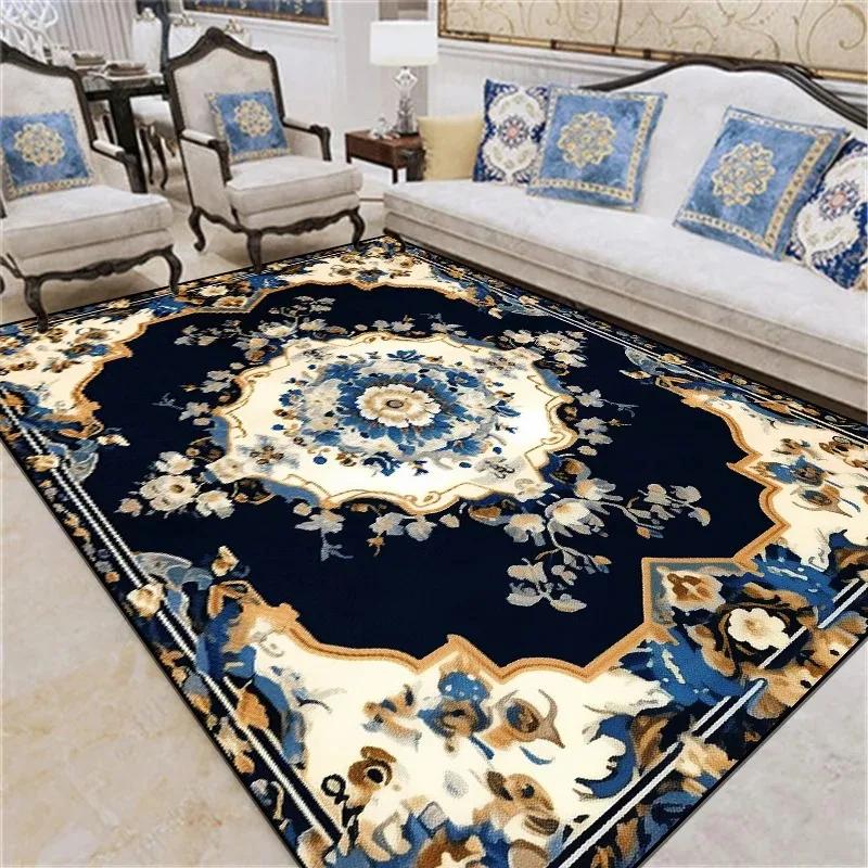 Luxury Vintage Floral Area Rug – Non-Slip Machine Washable Carpet for Living Room Bedroom, Elegant Floor Mat