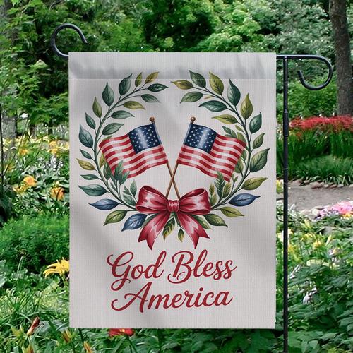 God Bless America Garden Ag Crossed USA Ags Laurel Wreath Patriotic Decor IIX WZZ
