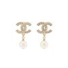 Doppel-C-Logo Metall Perlenohrringe Damenohrringe Gold A86506