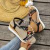 Plus-size Wedge Heel Womens Shoes with Open Toes Roman Sandals 2025 New Summer Bohemian Sandals with Rhinestones Thick Soles.