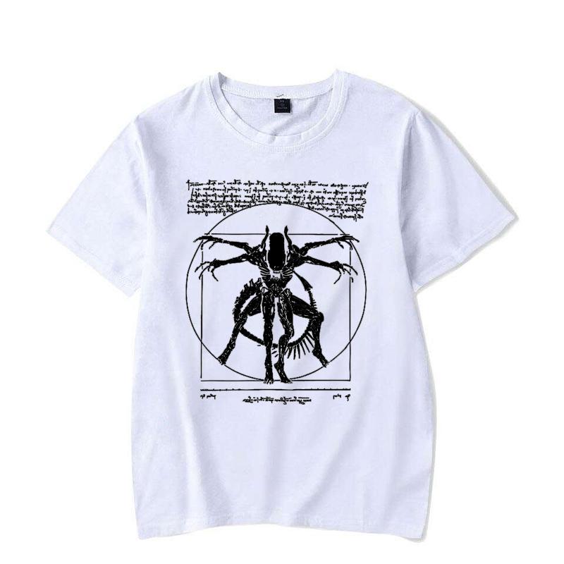 

Summer Men s Casual Alien Print Round Neck T-shirt Made of 100% Pure Cotton Soft and Breathable Cool Short Sleeved Shirt 4XL