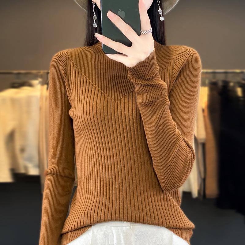 DAFIFY Damenmode, lässig, Herbst/Winter, einfarbig, mit langem Ärmel, halber Rollkragenpullover