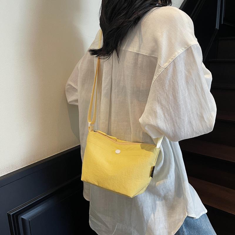 Wind Solid Color Simple Breast Bag Versatile Fashion Satchel Texture Nylon Cloth Messenger Women's Bag