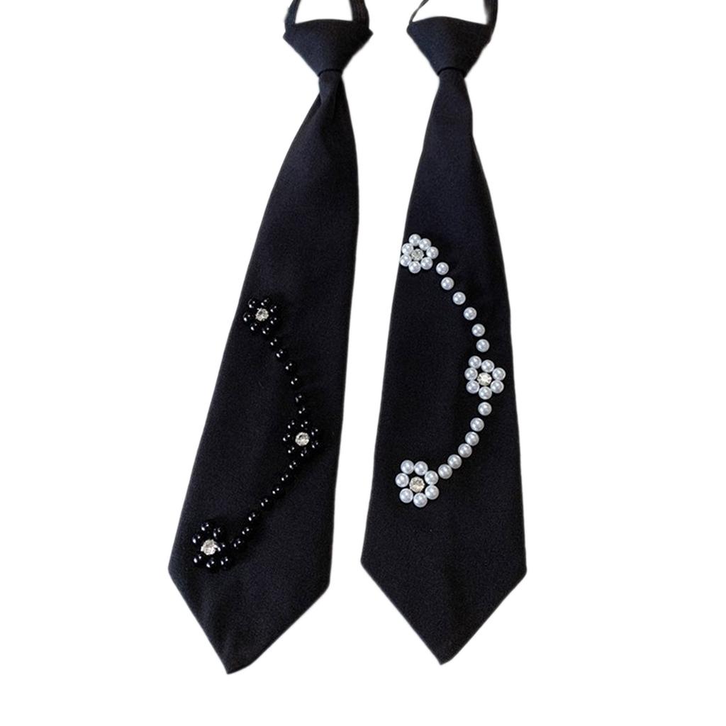 Pearl Decor Neck Ties Pre Tied Professional Formal Shirt Convenient Lazy Person Tie Ladies Business Meetings Formal Tie