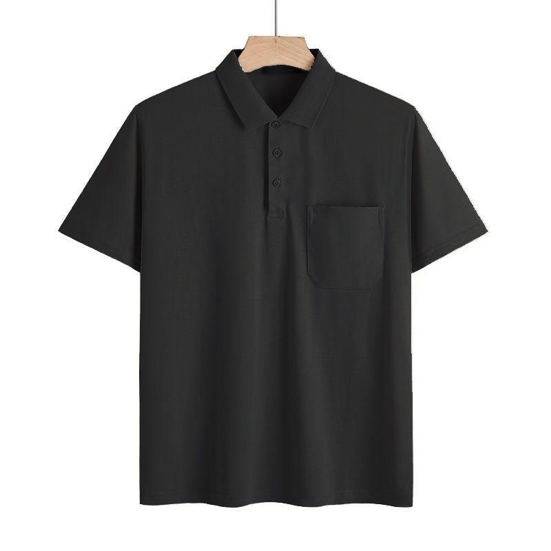 Men's Summer Grey Pocket Polo Collar Short Sleeve Polo Shirt