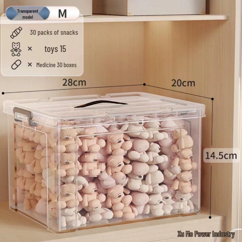 Large Capacity Transparent Plastic Storage Box for Clothes & Snacks - Orange
