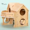 Hamster Platform Villa Double Layer Harmless Pet Toy Solid Wood Dwarf Hamsters House Climbing Play Hut Chews for Home