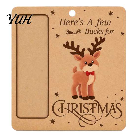 Christmas Tree Money Hanging Decor Wooden Holder, Vintage Cash Gift Holder Ornaments Decorative Envelope for with Santa/Snowman/Tree Pattern