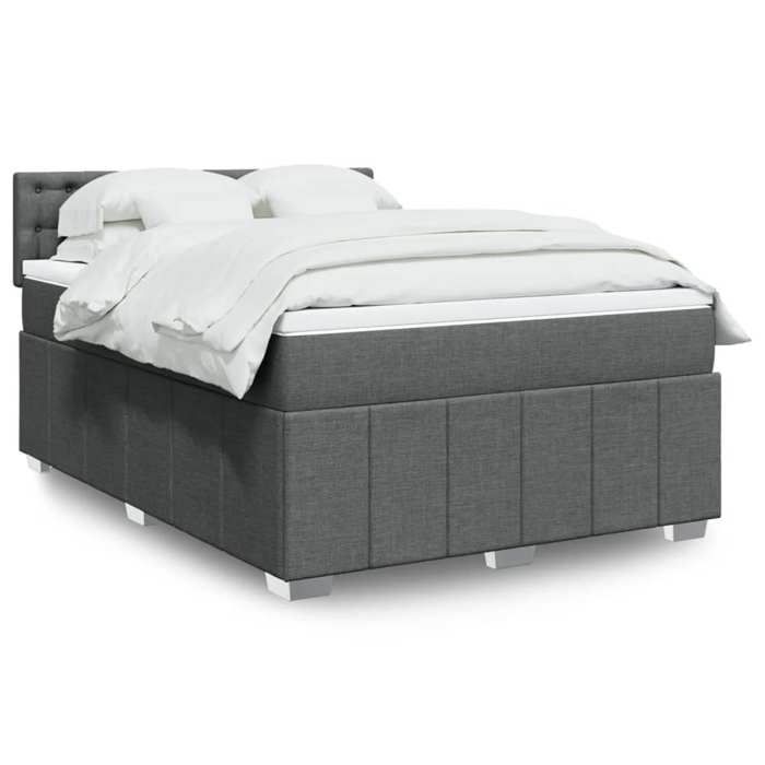 Maison Exclusive - Sommier à lattes de lit avec matelas Gris foncé 140x200cm Tissu