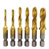 6 Pcs M3-M10 Screw Tap Drill Bits High Speed Steel Combination Bits Metric Tap Bit Tool Hex Shank for Metal Steel Wood Plastic