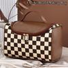 PU Leather Retro Chessboard Cosmetic Bag Hamburger Hamburger Travel Wash Bag  Female/Girls
