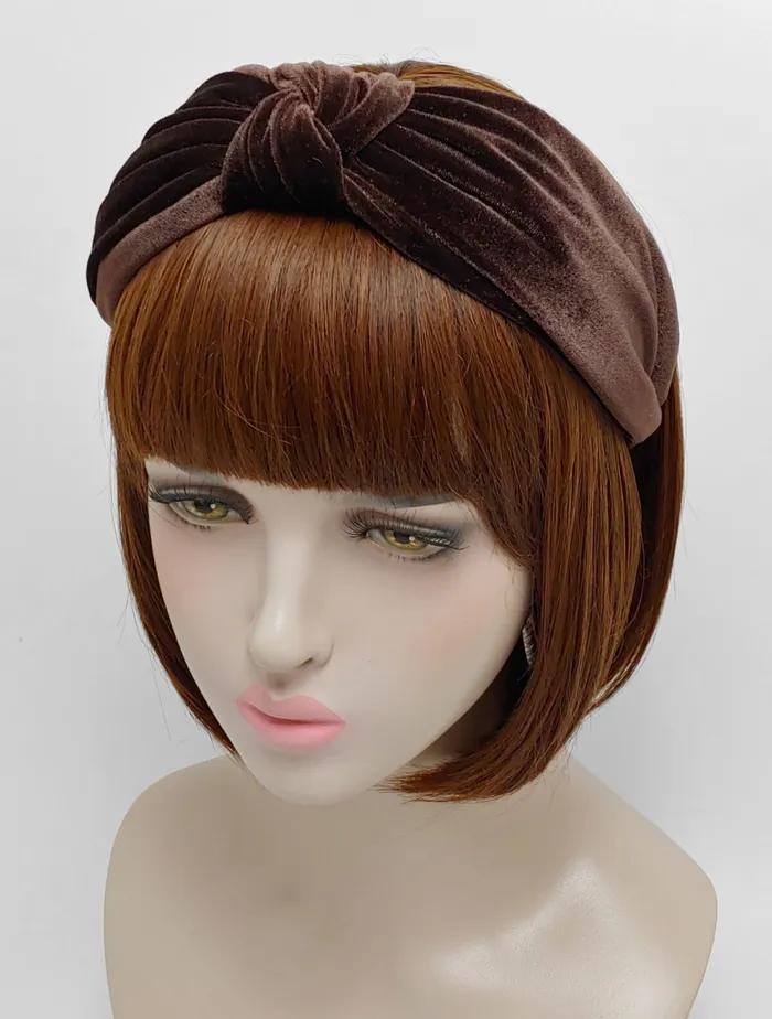 LALA Velvet Knot Wide Hairband - Brown
