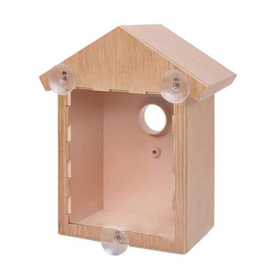 Casa de Pájaros para Ventana con Ventosa Fuerte y Cordón, Adecuada para Jaulas de Pájaros de Madera para Exteriores, con Diseño de Pájaro Transparente para una Fácil Observación