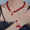 Beaded Heart Pendant Jewelry Set Crystal Pearl Necklace Set Necklace Bracelet Set  Wedding Party