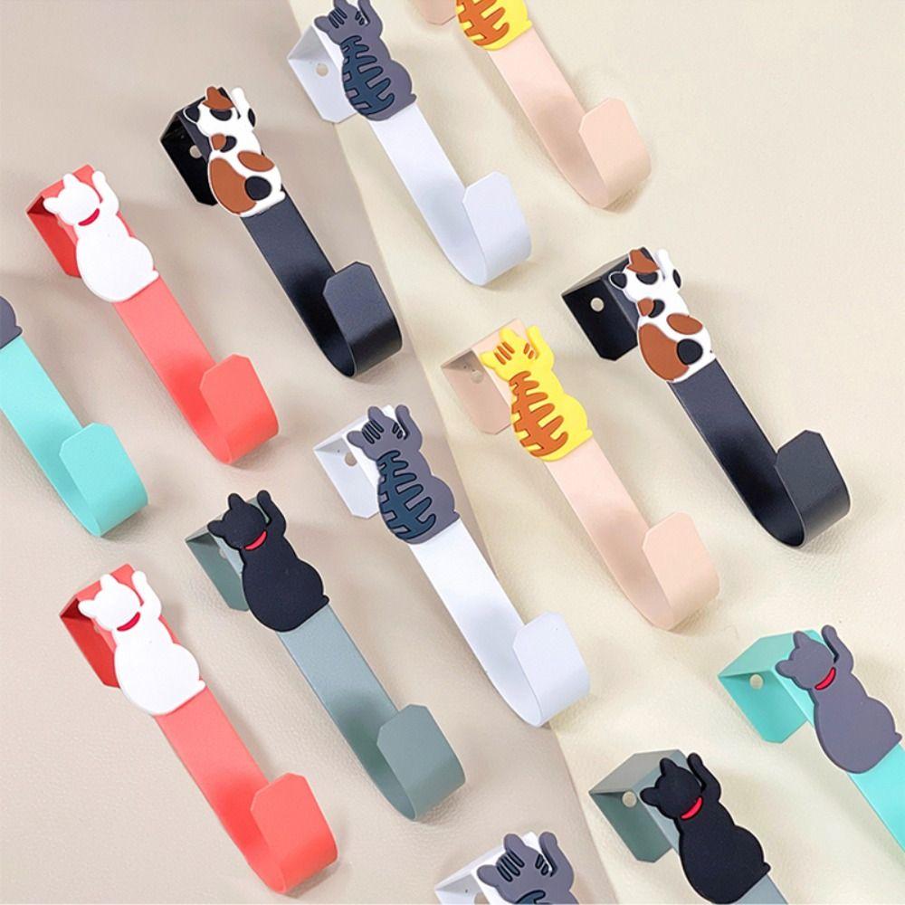 Stainless Steel Cat Kitchen Cabinet Door Cat Shape Cat Storage Hook Drawer Robe Hanger  Living Room