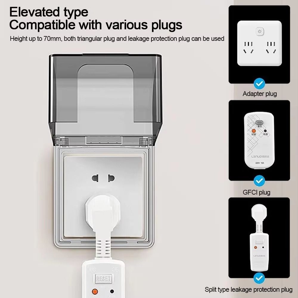 Self-Adhesive Switch Button Protection Cover Plastic Electric Plug Cover Socket Supplies Bathroom