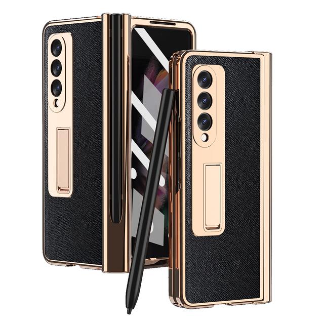 Mit S Pen Beschichtung magnetische Ledertasche für Samsung Galaxy Z Fold 4 5G Kickstand 360 Full Screen Protector Telefon Abdeckung Z Fold 3