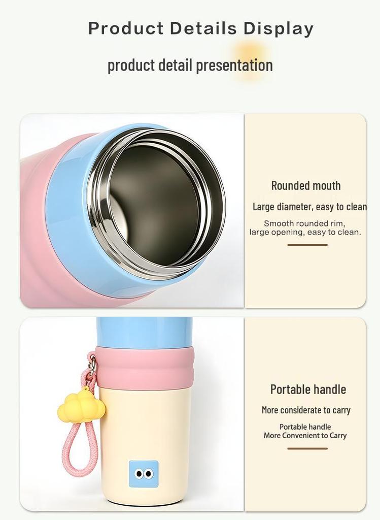 Car Ice Cooler Cup with Straw - 304 Stainless Steel Insulated, Large Capacity Household Water Cup  