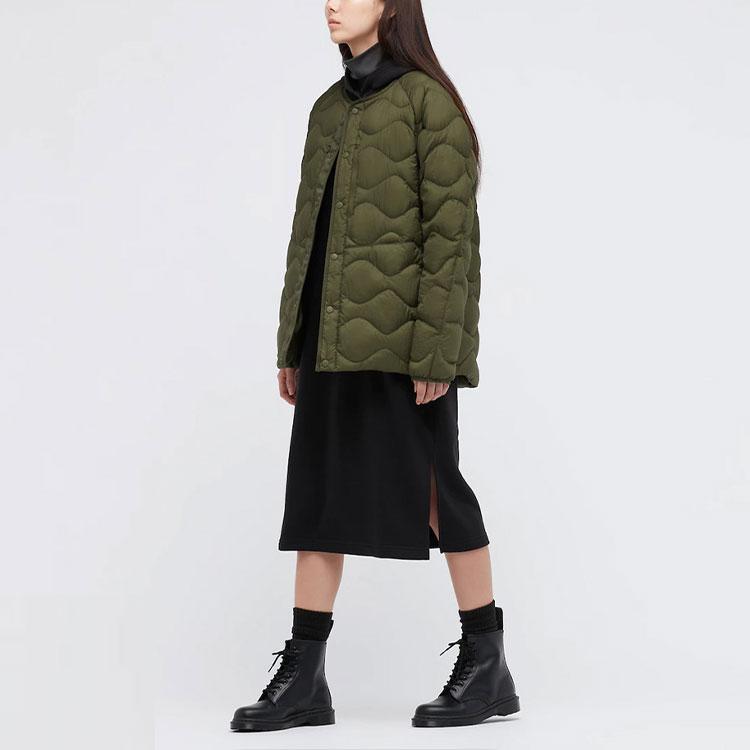 Uniqlo X White Mountaineering Collaboration Premium Lightweight Loose Fit Quilted Down Jacket Unisex outerwear Olive 442562-56