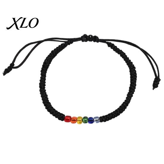 Soft Skin Friendly Bracelet Rainbow Beads for Men Women, Handmade Boho Stackable Cord Braided String Bracelet, Adjustable Woven Rope Wristband