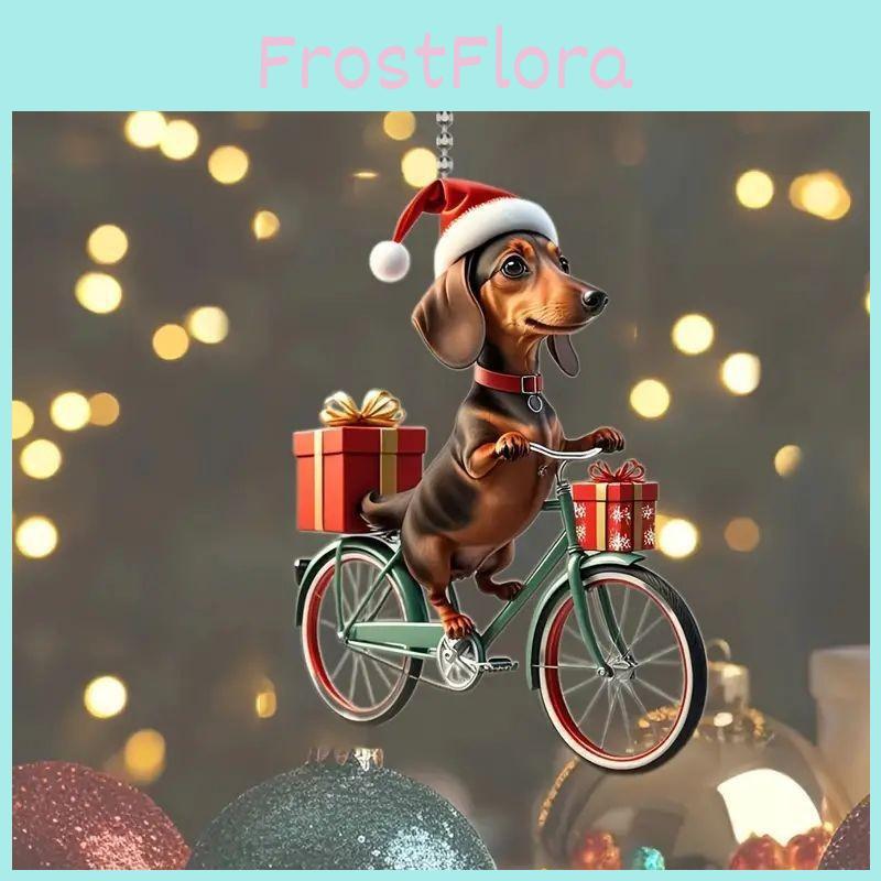 Christmas Dog Car Pendant Acrylic Cartoon Decoration For Vehicle Interior